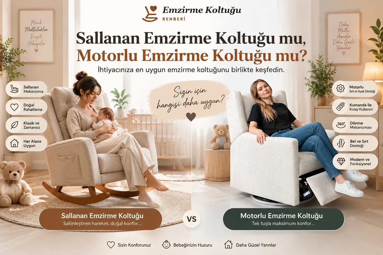 Sallanan Emzirme Koltuğu mu, Motorlu Emzirme Koltuğu mu?